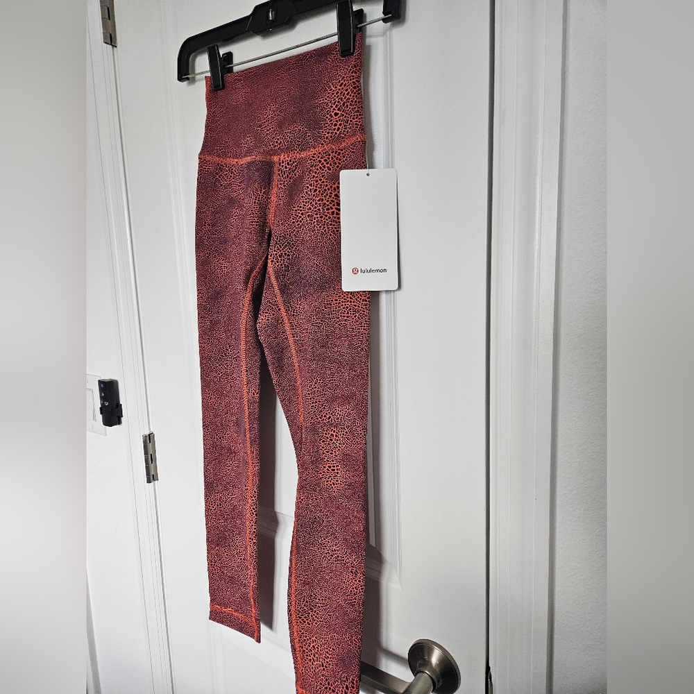 NWT Lululemon Wunder Train HR Tight 25" Size 2 Crackle Glaze Vintage Orange